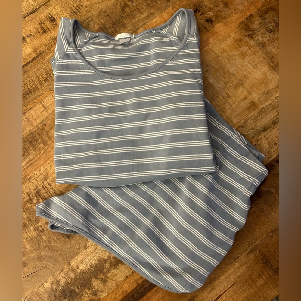 Pima Set in Dusty Blue Stripe Size Medium